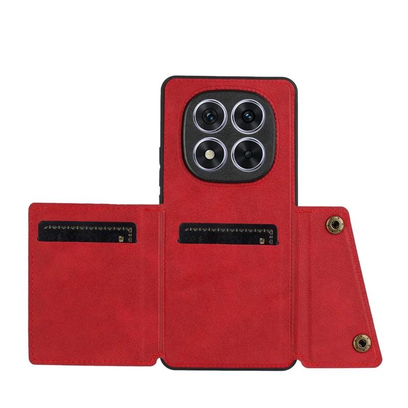 For Xiaomi Poco M8 Pro 5G / Redmi Note 15 Pro+ 5G (Global) Case with Card Slots Kickstand Leather + TPU Phone Cover - Red