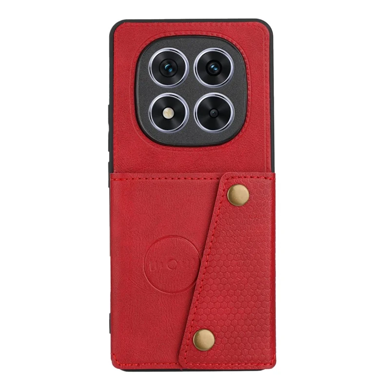 For Xiaomi Poco M8 Pro 5G / Redmi Note 15 Pro+ 5G (Global) Case with Card Slots Kickstand Leather + TPU Phone Cover - Red