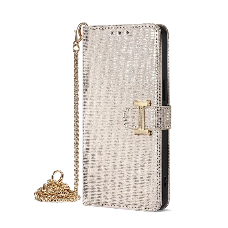 For iPhone 17 Pro Max Case Wallet Sequins Leather Crossbody Phone Cover - White