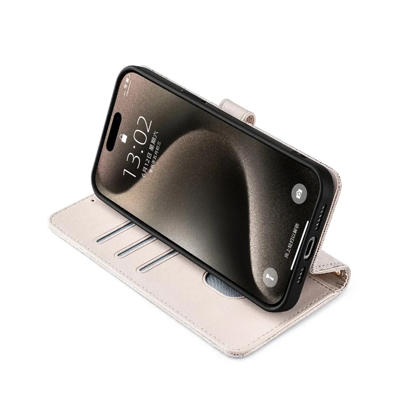 For iPhone 17 Pro Max Case Wallet Sequins Leather Crossbody Phone Cover - White