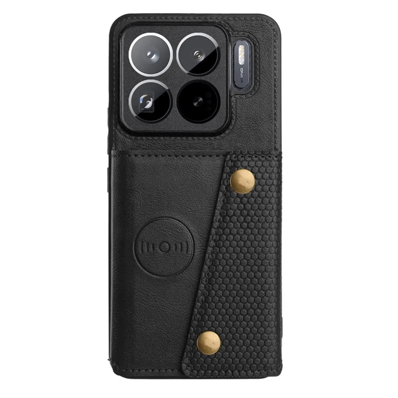 For Xiaomi 15S Pro Case with Card Slots Kickstand Leather + TPU Phone Cover - Black