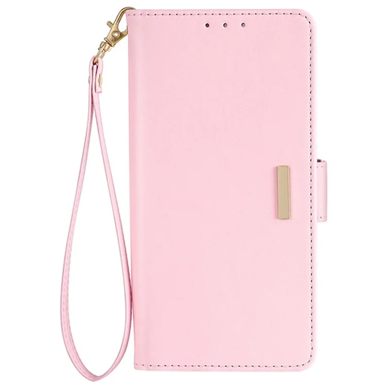 For iPhone Air Case PU Leather Wallet Stand Phone Cover with Crossbody Shoulder Strap - Pink
