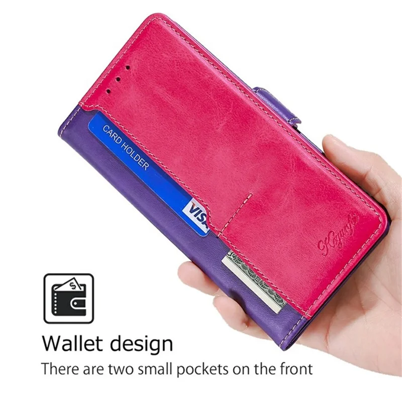 For iPhone Air Case Contrast Color Wallet Leather Phone Cover - Rose + Purple