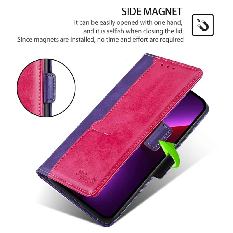 For iPhone Air Case Contrast Color Wallet Leather Phone Cover - Rose + Purple
