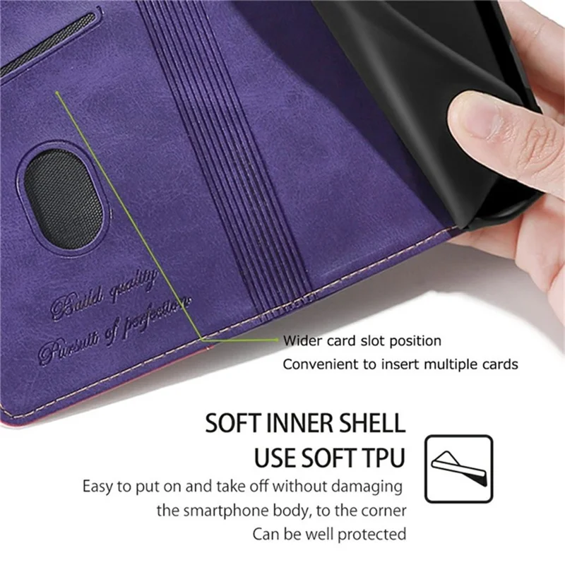 For iPhone Air Case Contrast Color Wallet Leather Phone Cover - Rose + Purple