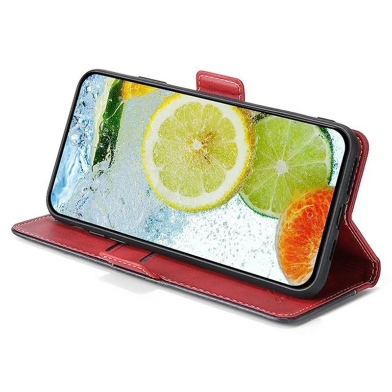 For iPhone 17 Pro Case Contrast Color Wallet Leather Phone Cover - Black + Red