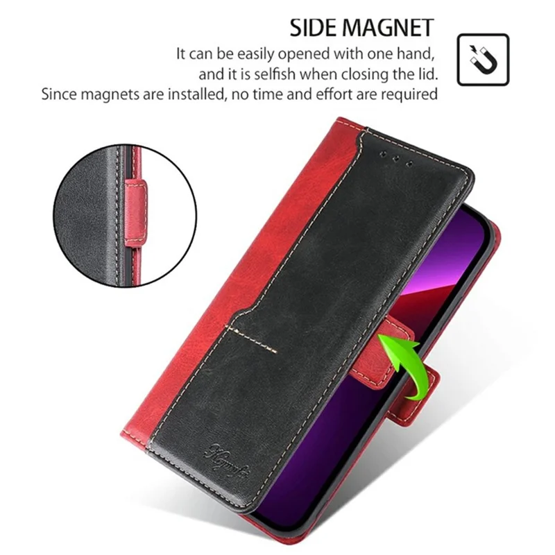 For iPhone 17 Pro Case Contrast Color Wallet Leather Phone Cover - Black + Red