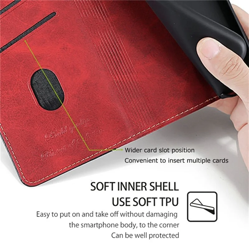For iPhone 17 Pro Max Case Contrast Color Wallet Leather Phone Cover - Black + Red