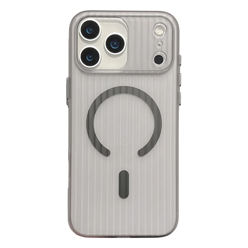 For iPhone 17 Pro Max Case Compatible with MagSafe Corrugated Texture Hard PC Phone Cover - Transparent Black