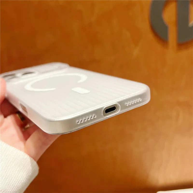 For iPhone 17 Pro Max Case Compatible with MagSafe Corrugated Texture Hard PC Phone Cover - Transparent Black
