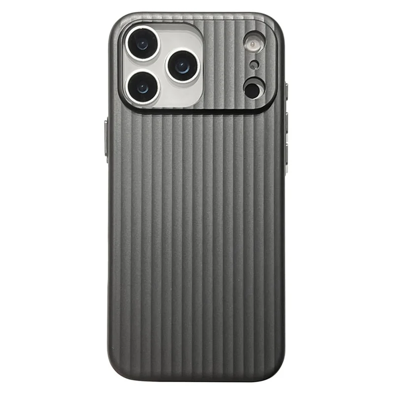 For iPhone 17 Pro Max PC Phone Case Corrugated Textured Protective Back Cover - Black