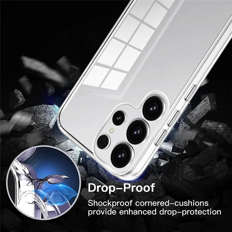 For Samsung Galaxy S25 Ultra Case TPU Frame Clear Acrylic Back Phone Cover with PET Film