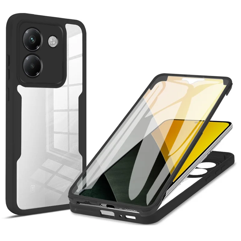 For Xiaomi Poco M7 Pro 5G Case Acrylic + TPU Clear Phone Cover with PET Screen Film - Black