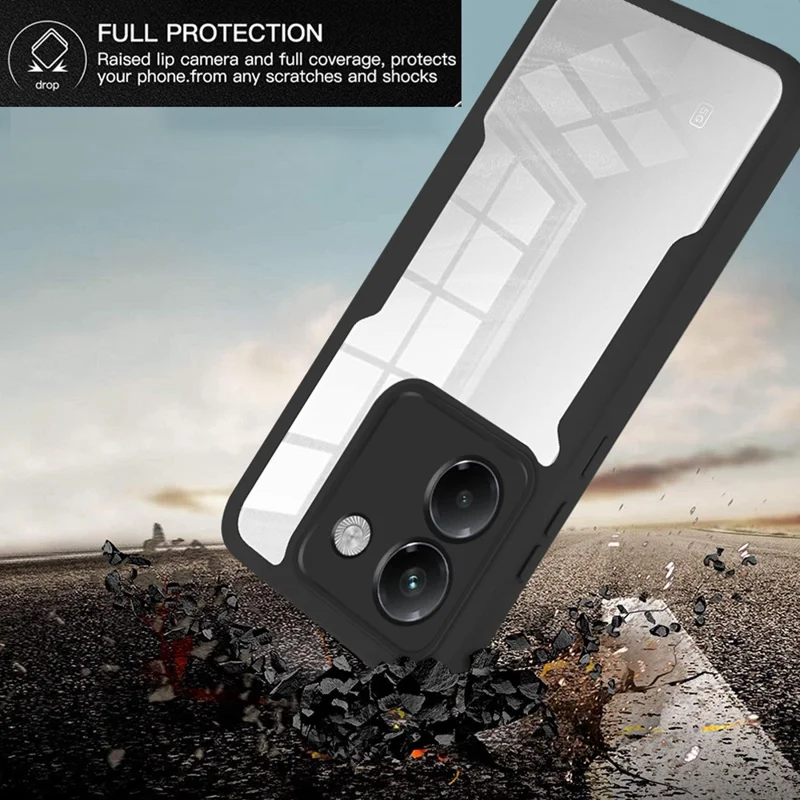 For Xiaomi Poco M7 Pro 5G Case Acrylic + TPU Clear Phone Cover with PET Screen Film - Black