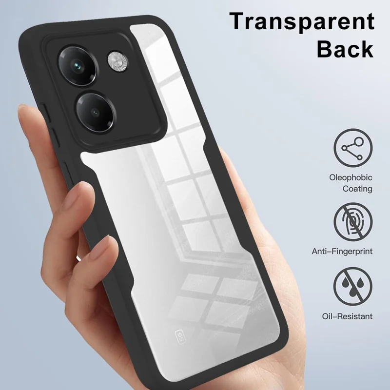 For Xiaomi Poco M7 Pro 5G Case Acrylic + TPU Clear Phone Cover with PET Screen Film - Black