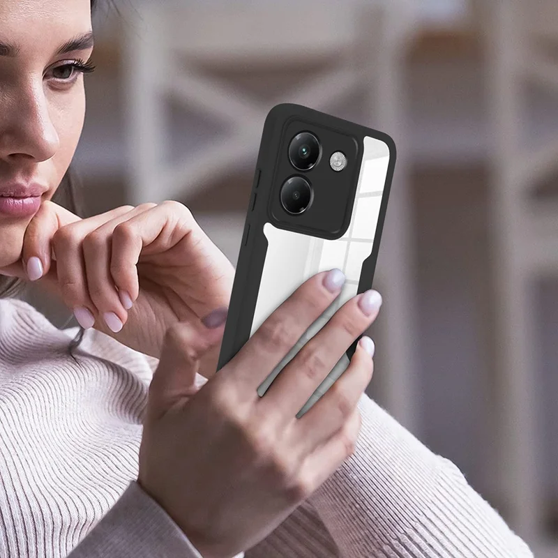 For Xiaomi Poco M7 Pro 5G Case Acrylic + TPU Clear Phone Cover with PET Screen Film - Black