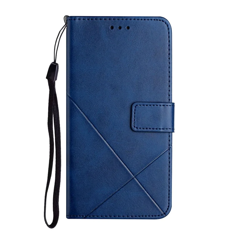 Phone Case For Motorola Edge 60 Fusion 5G  /  60s 5G  /  60 5G  /  Edge (2025) 5G Line Pattern Wallet Leather Cover with Wrist Strap - Blue