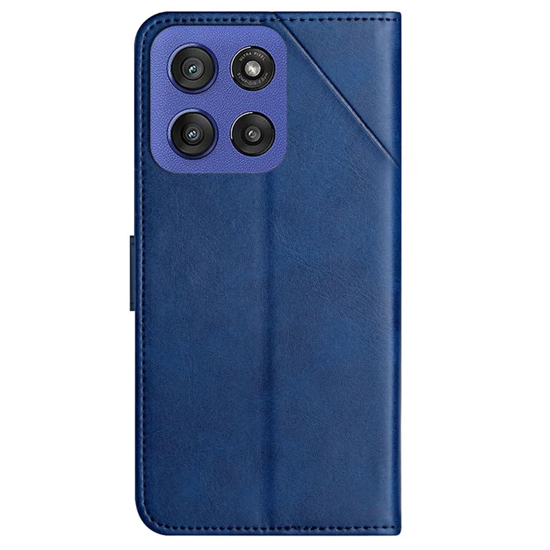 For Motorola Moto G Stylus 5G (2025) / Edge 60 Stylus 5G Case Line Pattern Wallet Leather Phone Cover with Wrist Strap - Blue