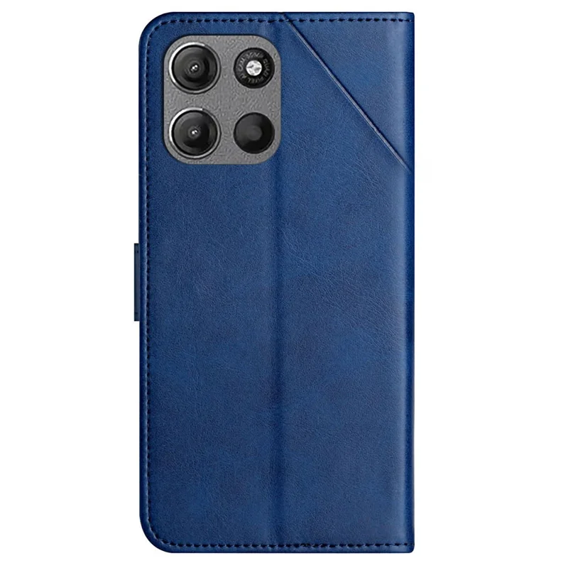 For Motorola Moto G15 4G  /  G15 Power 4G Case Line Pattern Wallet Leather Phone Cover with Wrist Strap - Blue