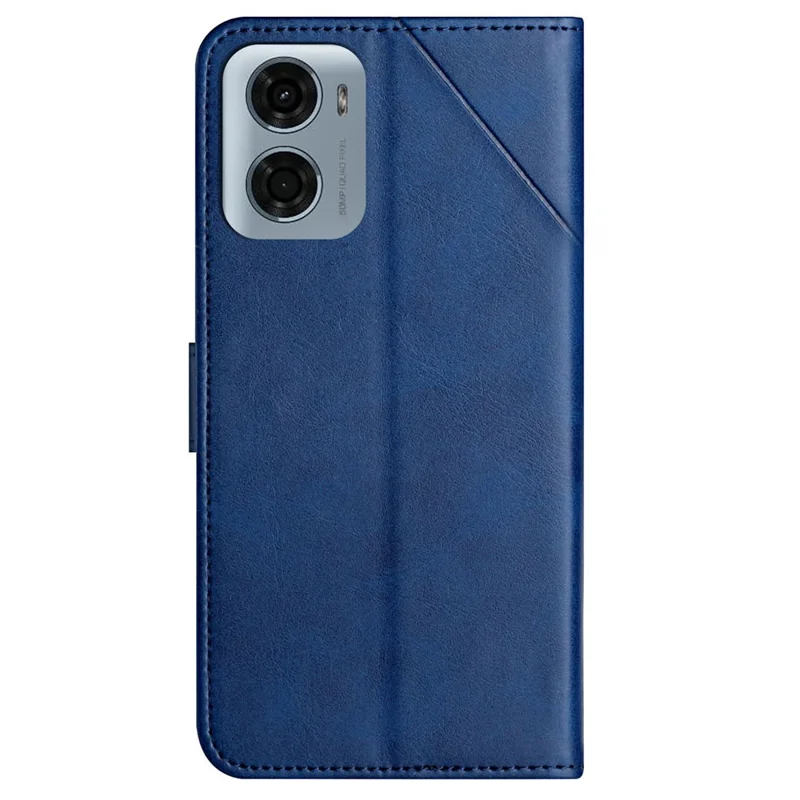For Motorola Moto G05 4G  /  E15 4G Case Line Pattern Wallet Leather Phone Cover with Wrist Strap - Blue