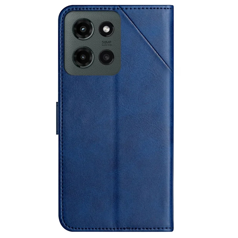 For Motorola Moto G 5G (2025) Case Line Pattern Wallet Leather Phone Cover with Wrist Strap - Blue