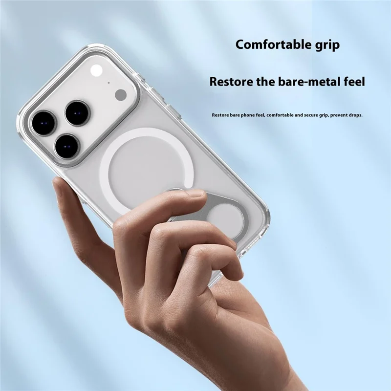For iPhone 17 Pro Max Phone Case Compatible with MagSafe TPU Acrylic Back Cover with Ring Kickstand - Silver