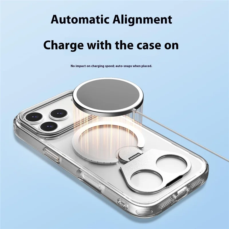 For iPhone 17 Pro Max Phone Case Compatible with MagSafe TPU Acrylic Back Cover with Ring Kickstand - Silver
