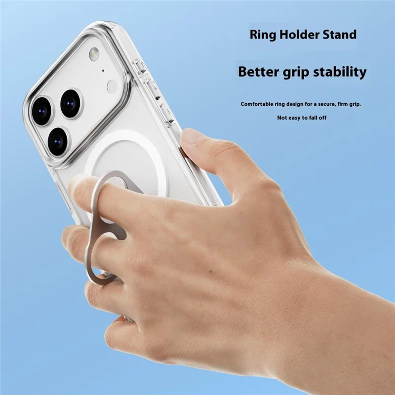 For iPhone 17 Pro Max Phone Case Compatible with MagSafe TPU Acrylic Back Cover with Ring Kickstand - Silver