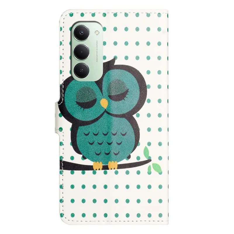 For Xiaomi Redmi 15 4G (EU) (171mm) Case Pattern Print PU Leather Wallet Phone Cover - Dots Owl