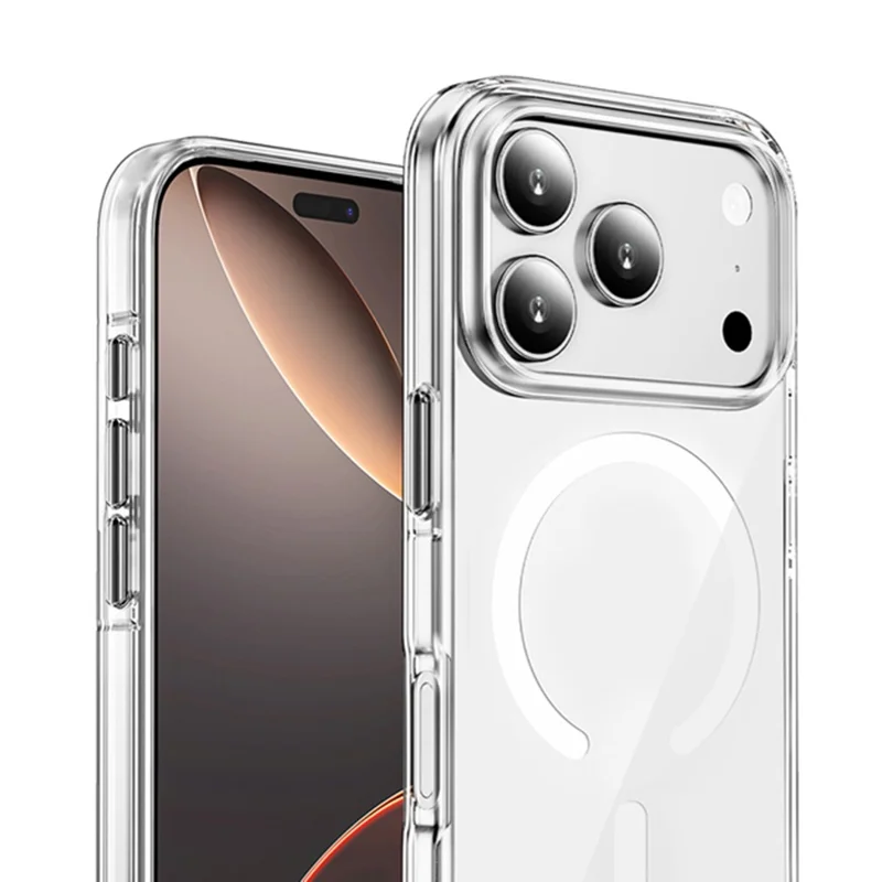 COTECI For iPhone 17 Pro Max Crystal Magnetic Case Compatible with MagSafe PC TPU Phone Back Cover- Transparent