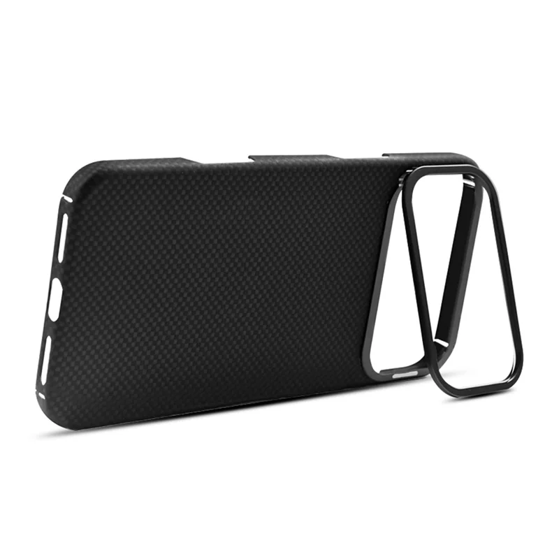 COTECI For iPhone 17 Pro Magnetic Case with Lens Kickstand Kevlar Slim PC Back Cover Compatible with MagSafe - Black