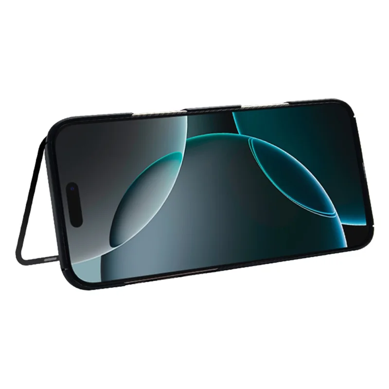 COTECI For iPhone 17 Pro Magnetic Case with Lens Kickstand Kevlar Slim PC Back Cover Compatible with MagSafe - Black