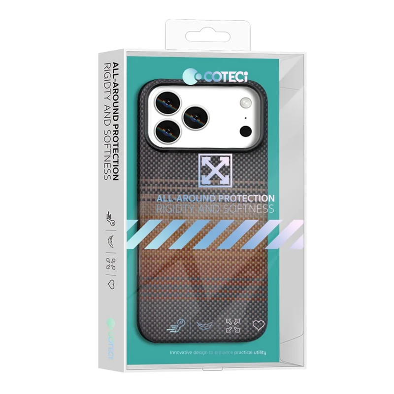 COTECI For iPhone 17 Pro Magnetic Case with Lens Kickstand Kevlar Slim PC Back Cover Compatible with MagSafe - Black