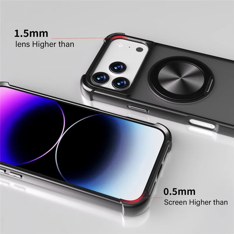 Voor iPhone 17 Pro-hoesje compatibel met MagSafe CD-ader kickstand TPU + PC telefoonhoes - Zwart