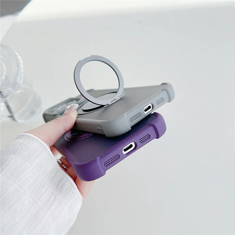 For iPhone 15 Pro Case Compatible with MagSafe CD Vein Kickstand TPU + PC Phone Cover - Purple