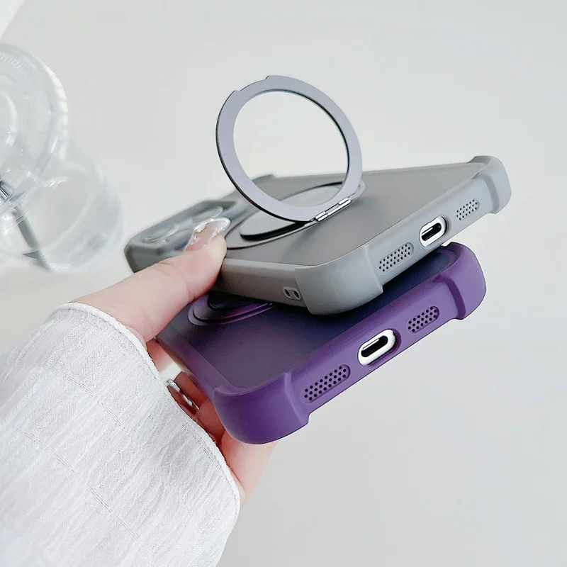 For iPhone 14  /  13 Case Compatible with MagSafe CD Vein Kickstand TPU + PC Phone Cover - Black