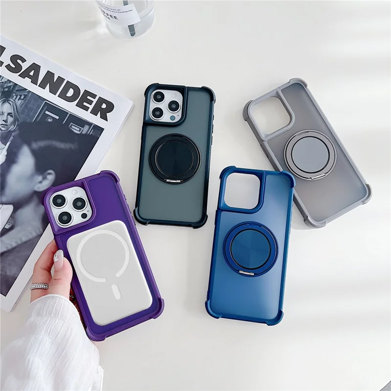 For iPhone 13 Pro Max Case Compatible with MagSafe CD Vein Kickstand TPU + PC Phone Cover - Purple