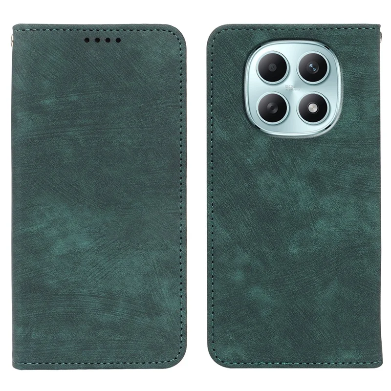For Xiaomi Poco M8 5G / Redmi Note 15 5G (Global) / 15 4G (Global) Case Strong Magnetic Leather Wallet Phone Cover with Striped Texture - Green