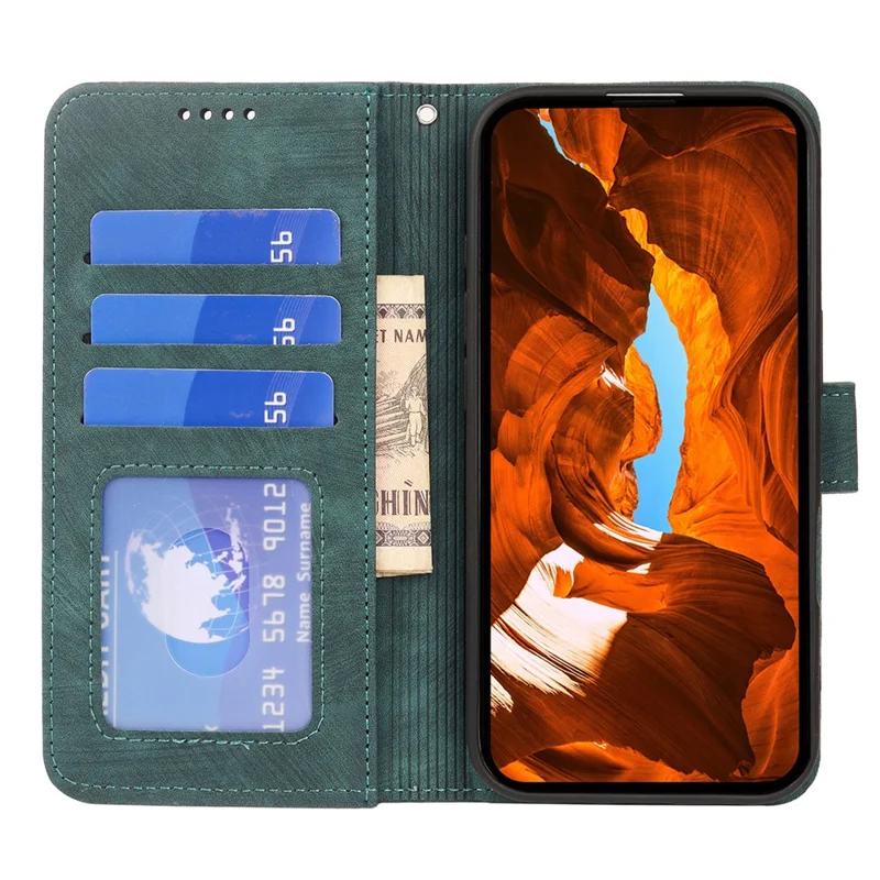 For Xiaomi Poco M8 5G / Redmi Note 15 5G (Global) / 15 4G (Global) Case Strong Magnetic Leather Wallet Phone Cover with Striped Texture - Green