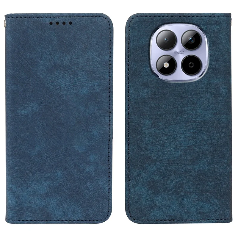 Xiaomi Redmi Note 15 Pro 5G hoesje met sterke magnetische sluiting van lederen portemonnee met gestreepte textuur - Blauw