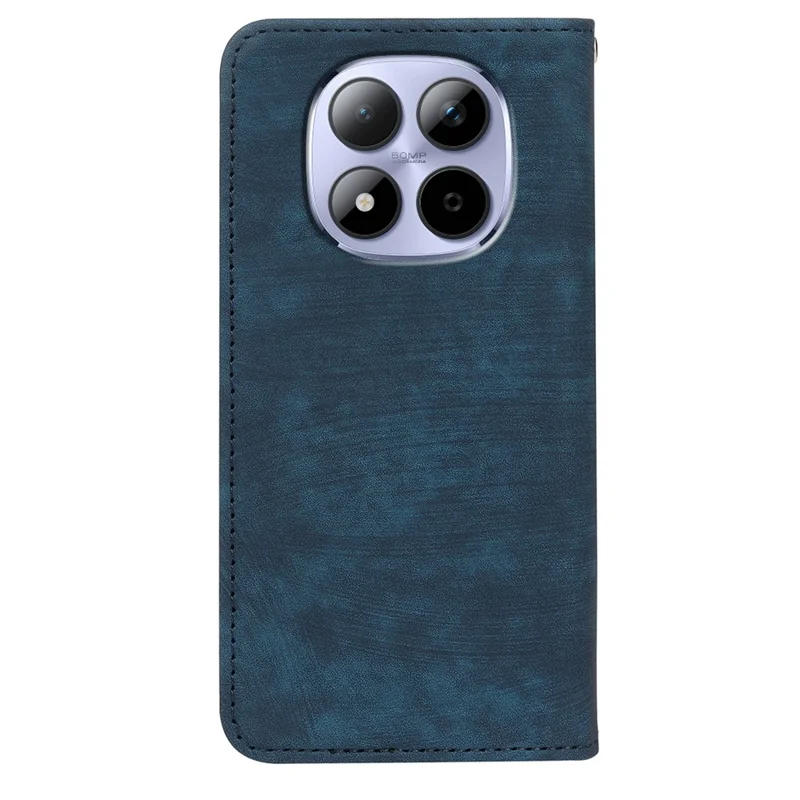 Xiaomi Redmi Note 15 Pro 5G hoesje met sterke magnetische sluiting van lederen portemonnee met gestreepte textuur - Blauw