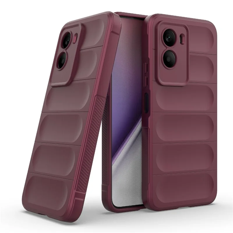 Obudowa na Xiaomi Poco M7 4G (169 mm) / Poco M7 Plus 5G, odporna na upadki, miękka obudowa TPU, odporna na uszkodzenia, tylna pokrywa - czerwony wino