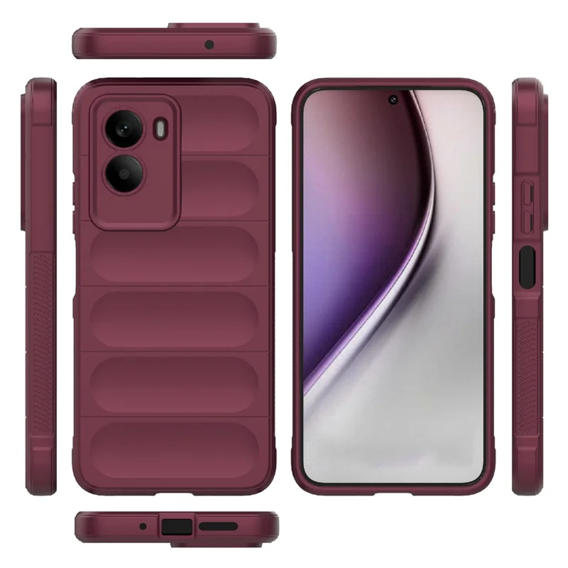 Obudowa na Xiaomi Poco M7 4G (169 mm) / Poco M7 Plus 5G, odporna na upadki, miękka obudowa TPU, odporna na uszkodzenia, tylna pokrywa - czerwony wino