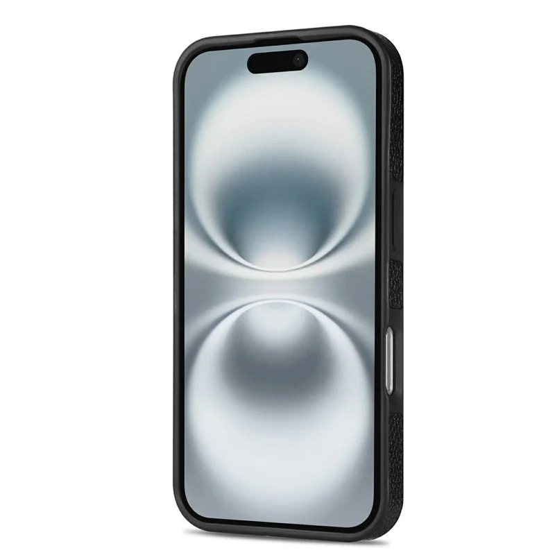 For iPhone 17 Case Ring Kickstand PU + TPU Card Holder Phone Cover - Black