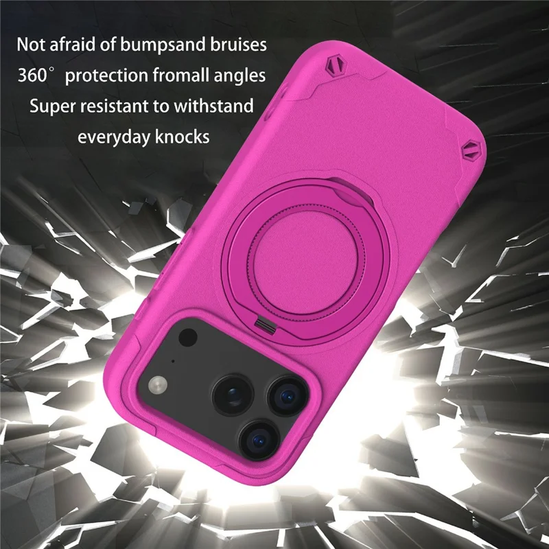 For iPhone 17 Pro Max EVA Phone Case Compatible with MagSafe Kickstand Protective Cover - Rose