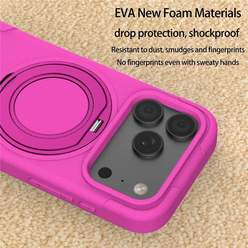 For iPhone 17 Pro Max EVA Phone Case Compatible with MagSafe Kickstand Protective Cover - Rose
