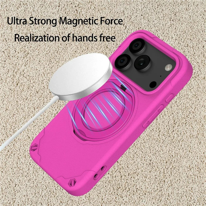 For iPhone 17 Pro Max EVA Phone Case Compatible with MagSafe Kickstand Protective Cover - Rose
