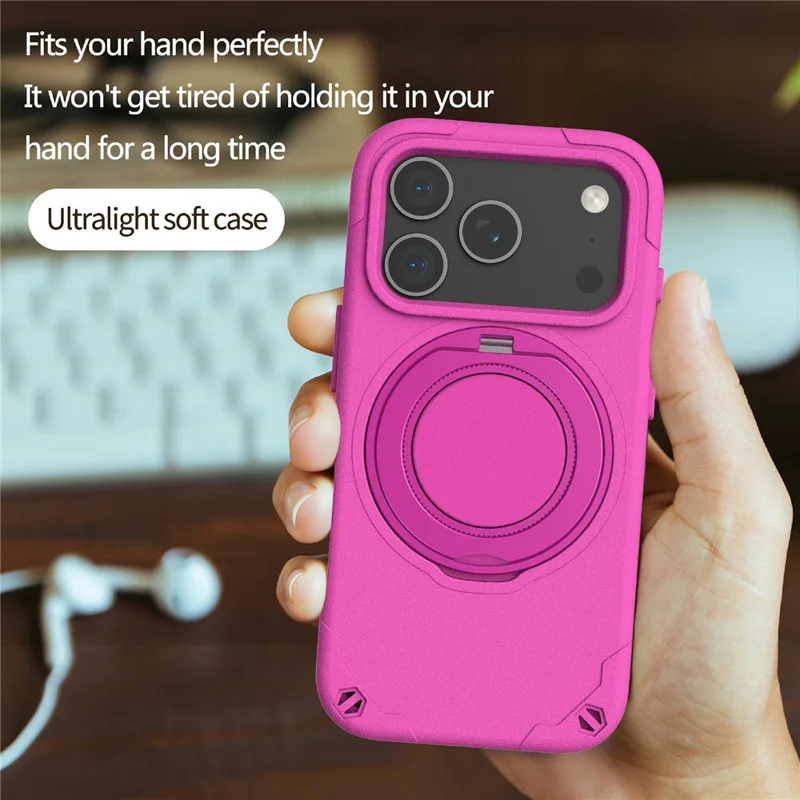 For iPhone 17 Pro Max EVA Phone Case Compatible with MagSafe Kickstand Protective Cover - Rose