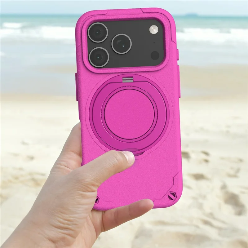 For iPhone 17 Pro Max EVA Phone Case Compatible with MagSafe Kickstand Protective Cover - Rose