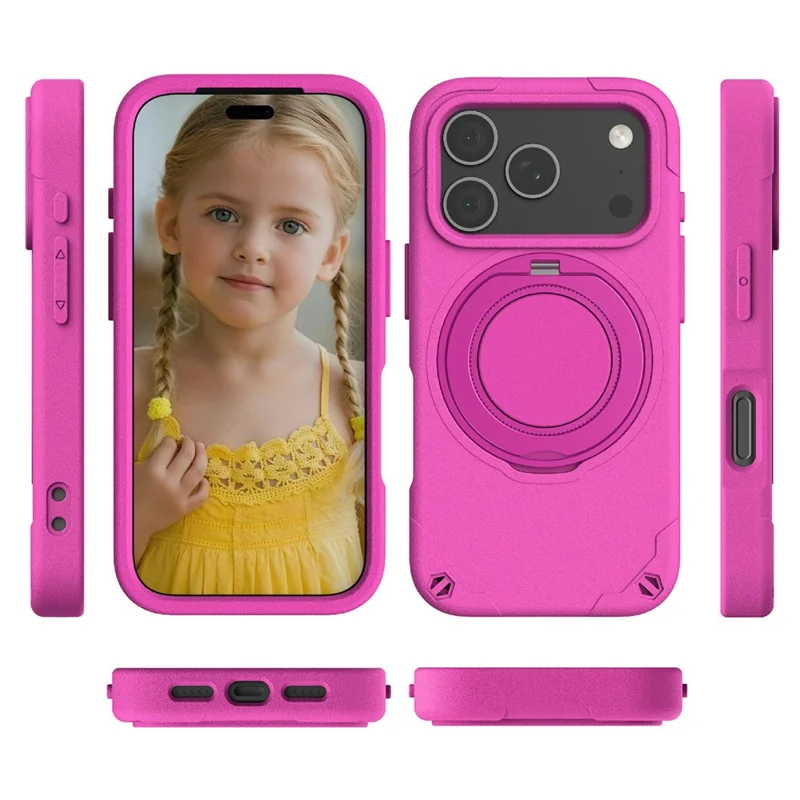 For iPhone 17 Pro Max EVA Phone Case Compatible with MagSafe Kickstand Protective Cover - Rose